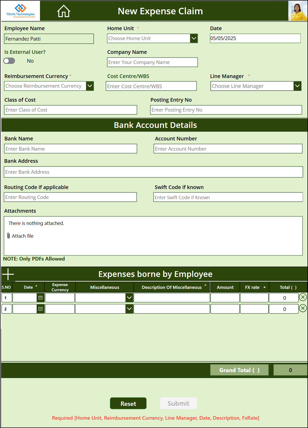 Power Apps Expense Claim Request